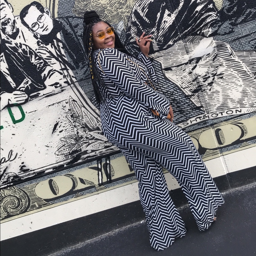 Black and white zebra print two piece set